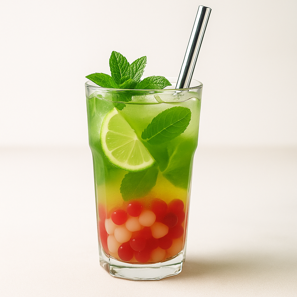 Recette : Le Bubble Mojito aux Perles de Litchi et Framboise