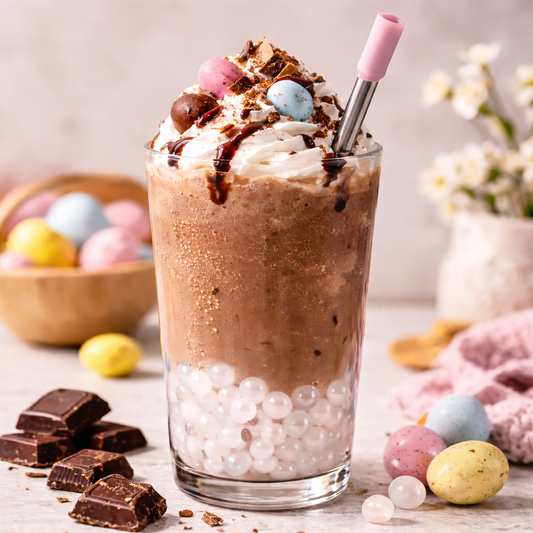 Bubble de paques: frappé chocolat et perles de barbe à papa