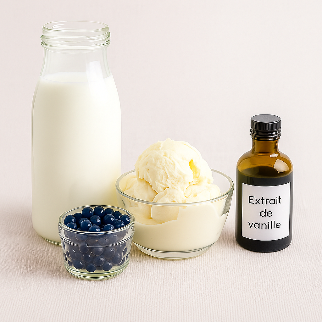 Ingrédients Milkshake Vanille et Perles de myrtille