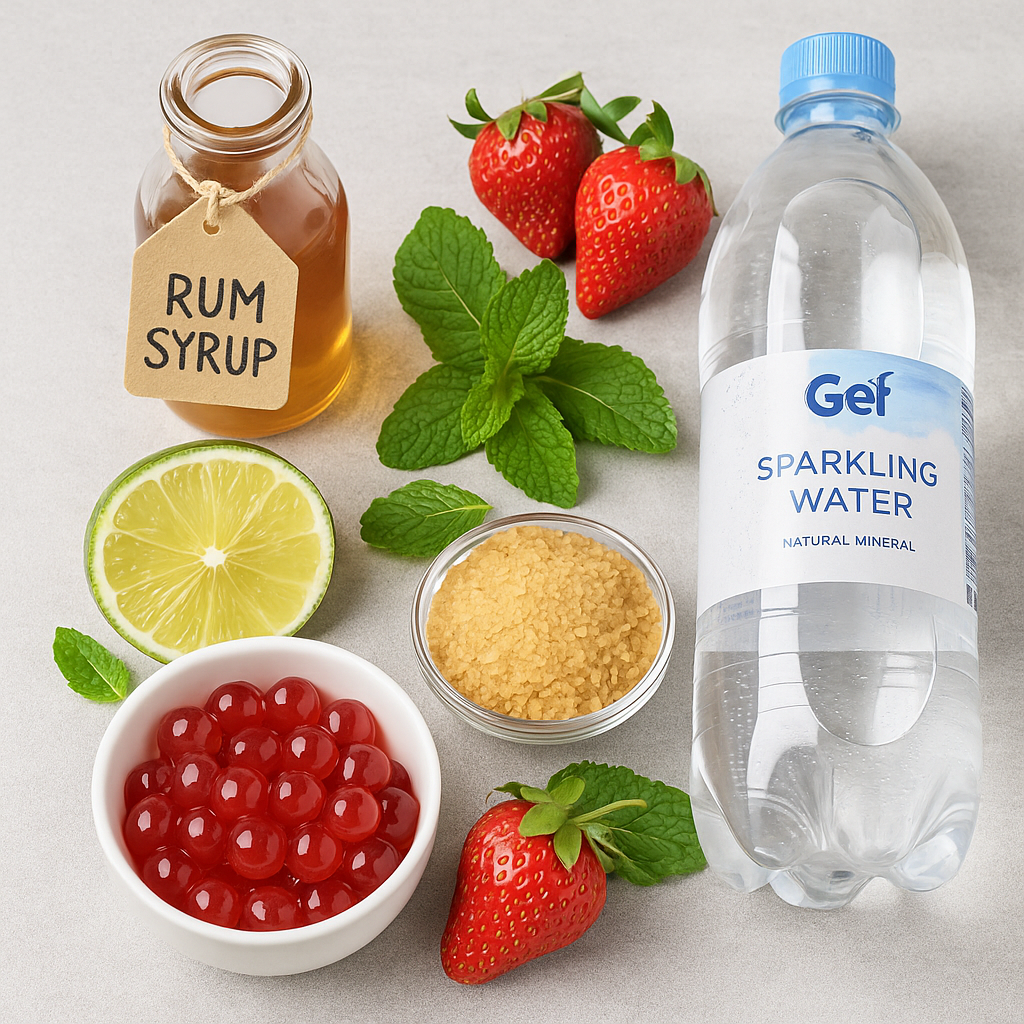 Ingrédients Virgin mojito Fraise et perles de cerise