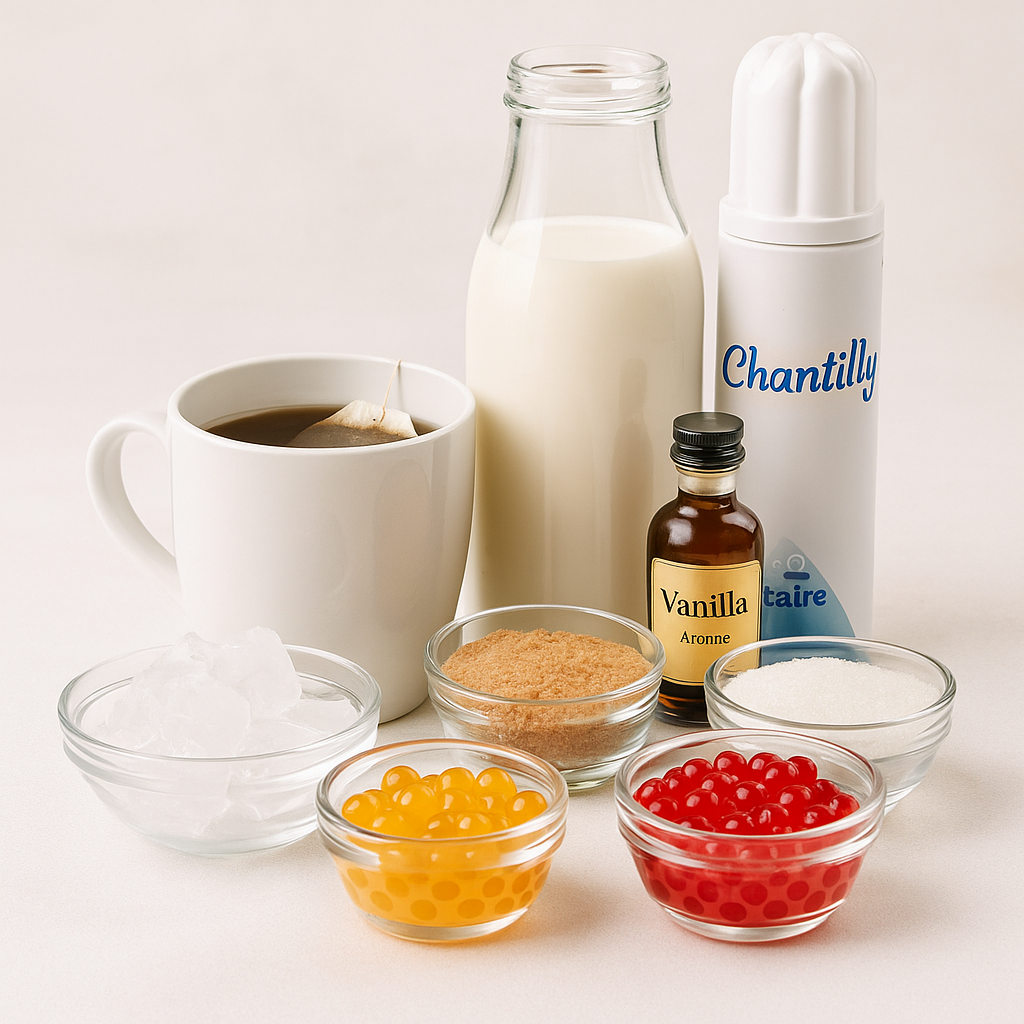 Ingrédients bubble tea frappé