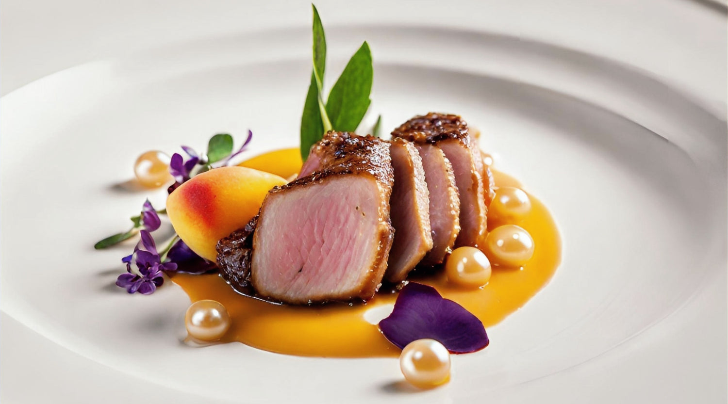 Magret de canard aux pêches