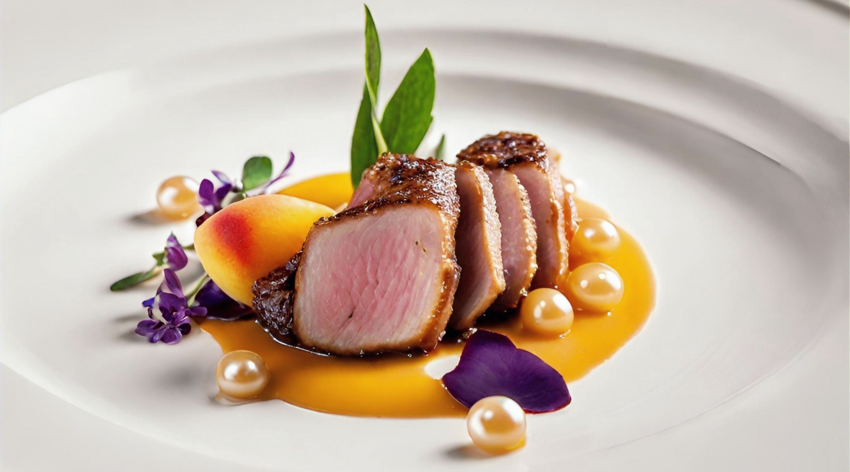 Magret de canard aux pêches